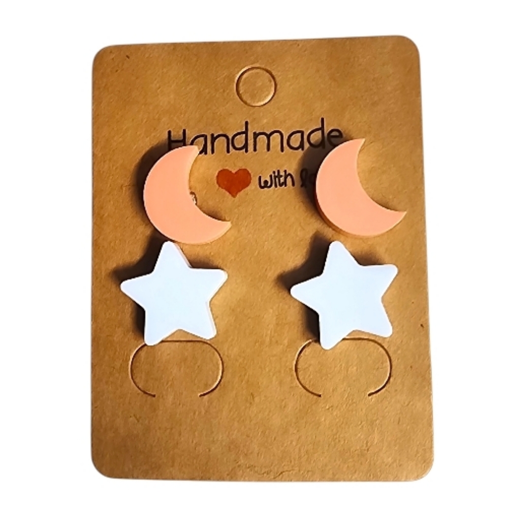 Celestial Dream Acrylic Stud Earrings - 2 Pair
